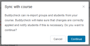 buddycheck sync with course warning