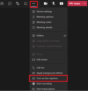 in the dropdown menu click turn on live captions