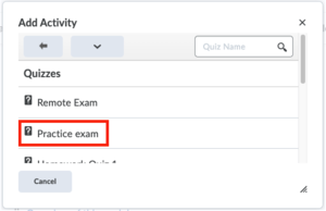 Add activity , Practice exam