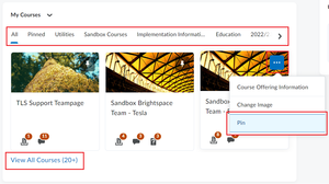 My course widget how to find and pin courses