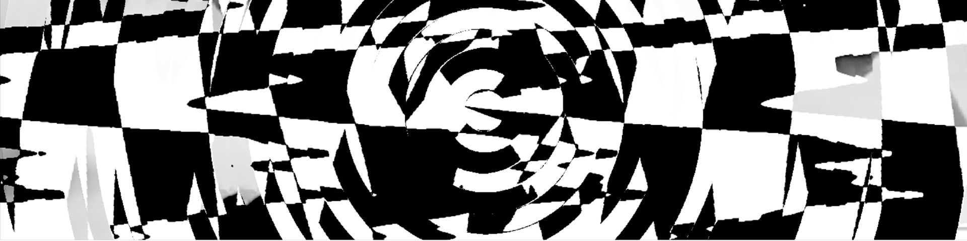 Graphic black and white banner of DCODE identity