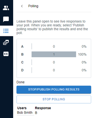 Virtual classroom polling panel
