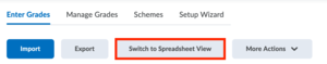 Find the "Switch to Spreadsheet View" button in the "Enter Grades" tab