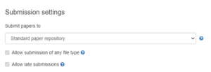 The images showcases the options within the submission settings.