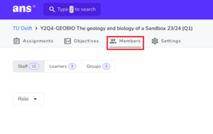 Where to find the members tab in Ans