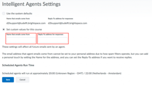 under "inteligent agent settings" you can add email adresses for the sender and the receiver