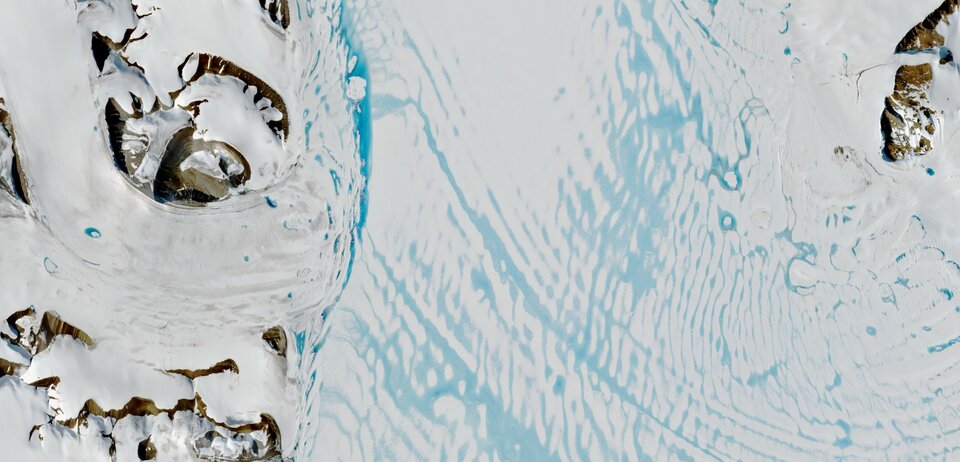 Close up of Antarctic ice shelves