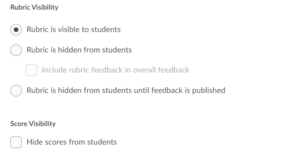 select your rubric visibility