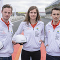 New drivers Vattenfall Solar Team race at circuit Zandvoort in solar car